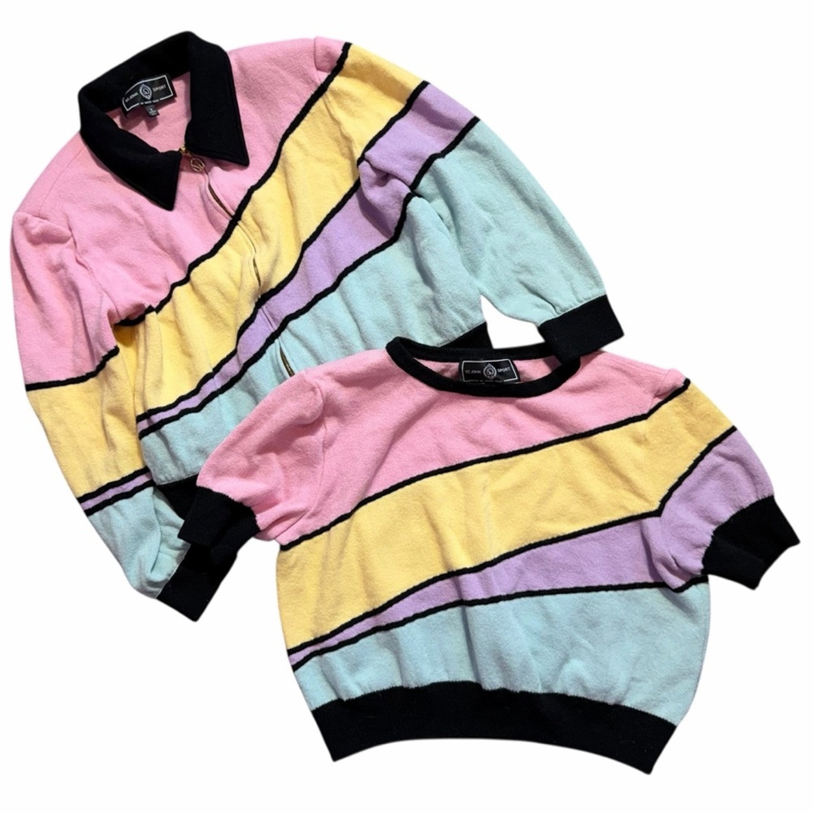 St. John Sport Santana Knit Top And Jacket Set Size Medium